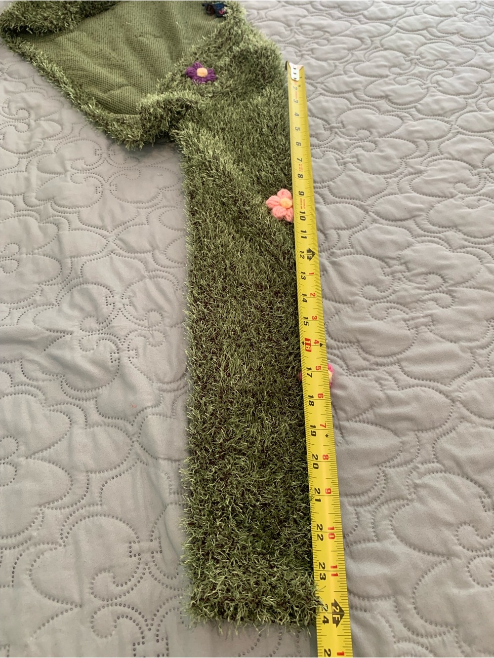 dELiA*s Dollskill Shaggy Fuzzy Moss Green Crop Shrug Bolero Floral Cardigan S - Picture 12 of 13